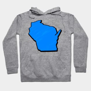 Bright Blue Wisconsin Outline Hoodie